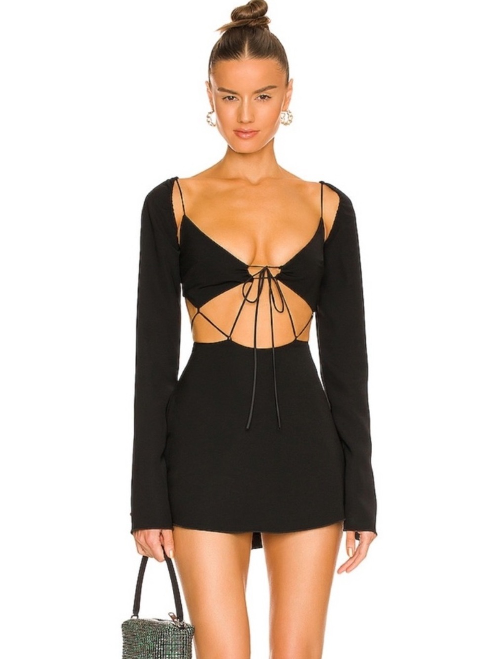 Guizio Flore Tie Dress in Black